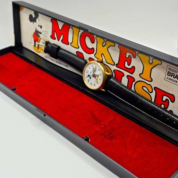 Bradley Mickey Mouse Registered Edition C 31719 Wristwatch Original Case Running - Picture 1 of 9